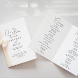 Classy Chic Minimalist Folded Wedding  Program<br><div class="desc">This classy chic minimalist folded wedding program is perfect for a rustic wedding. The simple and elegant design features classic and fancy script typography in black and white. 

Include a quote or short message,  order of service,  wedding party and thank you message.</div>