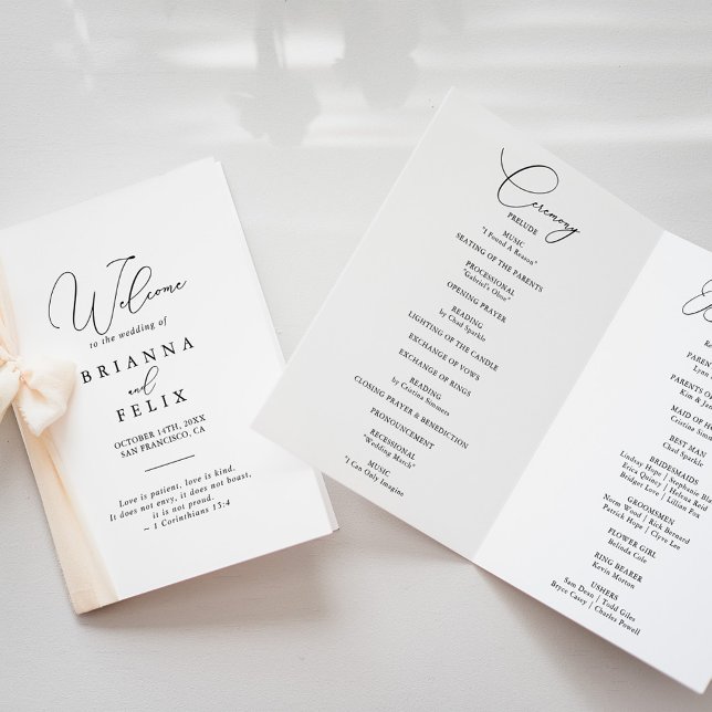 Classy Chic Minimalist Folded Wedding  Program (Creator Uploaded)
