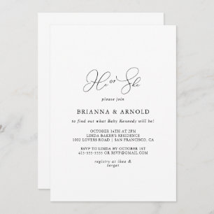 Classy Chic Minimalist He or She Gender Reveal  Invitation