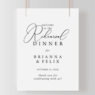 Classy Chic Minimalist Rehearsal Dinner Welcome Poster