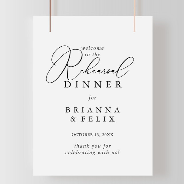 Classy Chic Minimalist Rehearsal Dinner Welcome Poster (Creator Uploaded)