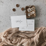 Classy Chic Minimalist Thank You Postcard<br><div class="desc">This classy chic minimalist thank you postcard is perfect for a rustic wedding. The simple and elegant design features classic and fancy script typography in black and white. Customise the back of the postcard, including your names, return address and a thank you message. Or, leave the thank you message template...</div>
