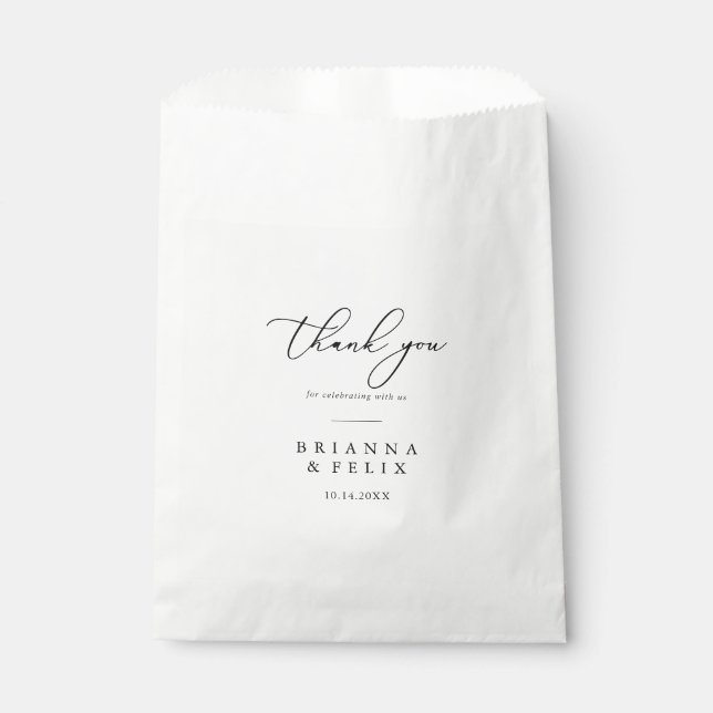 Classy Chic Minimalist Thank You Wedding  Favour Bag (Front)