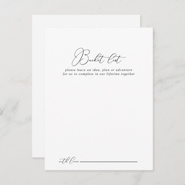 Classy Chic Minimalist Wedding Bucket List Cards (Front/Back)