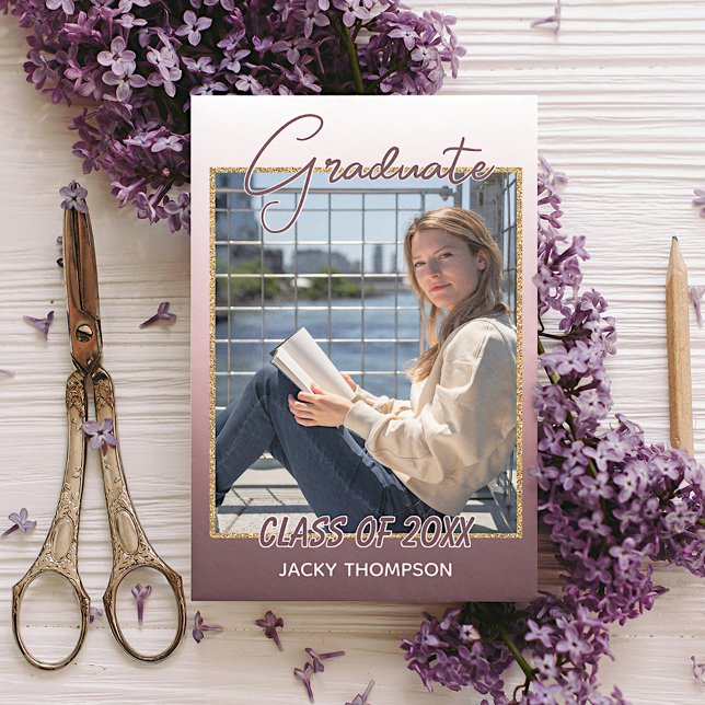 Classy Chic Ombre Mauve Taupe Dark Pink Graduation Announcement (Creator Uploaded)