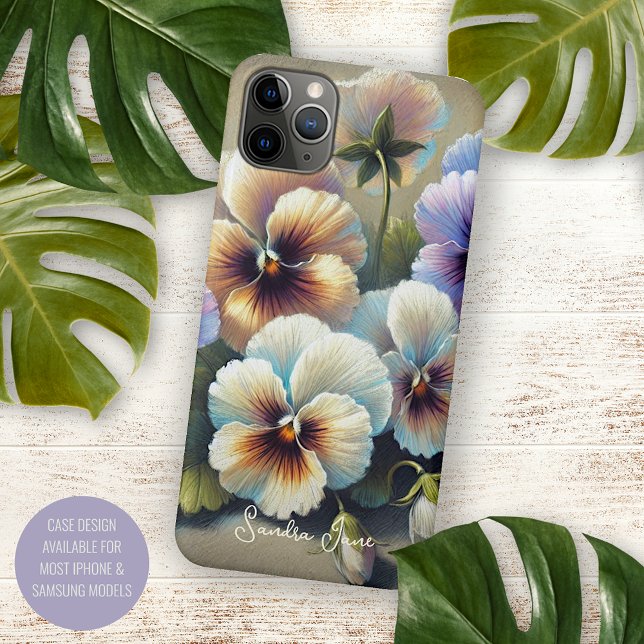 Classy Chic Pansies Fine Art Botanical Painting iPhone Case (Creator Uploaded)