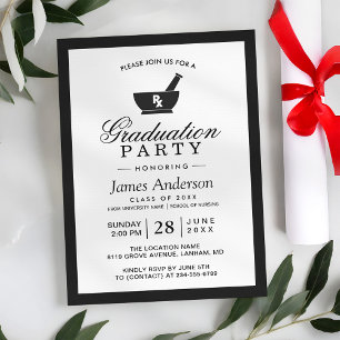 Classy Chic Pharmacy School Graduation Party Invitation