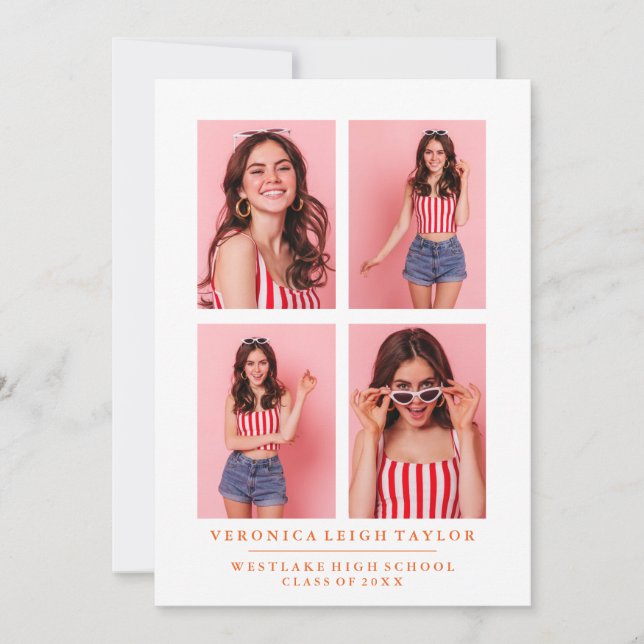 CLASSY CHIC PHOTO COLLAGE GRADUATION ANNOUNCEMENT (Front)