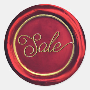 Classy Chic Red And Gold Sale Wax Seal Stickers