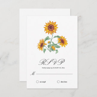 Classy Chic Sunflowers Botanical RSVP Card