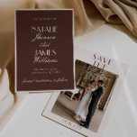 Classy Chocolate Brown Old Money Photo Wedding Save The Date<br><div class="desc">This modern & retro funky minimalist Wedding chocolate brown and ivory photo Save The Date Template is great for you. If you are looking for a pretty, elegant and easy to customize brownish image Wedding Save The Date Template .A very elegant simple ivory cream script wedding save the date on...</div>
