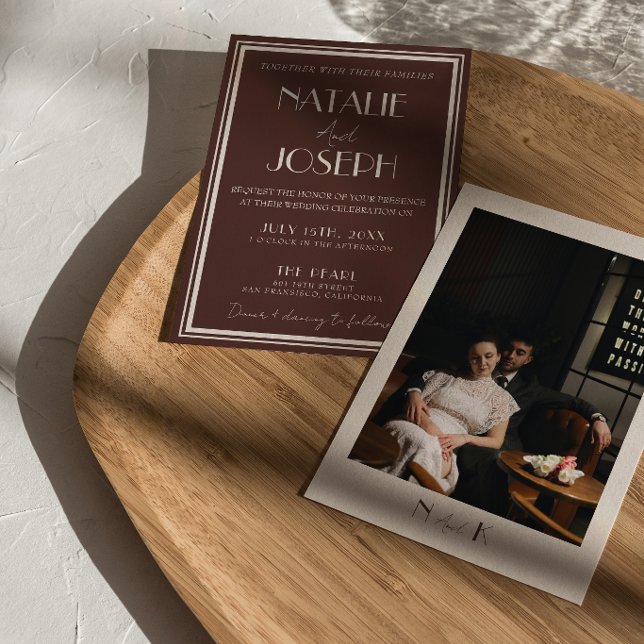 Classy Chocolate Brown Old Money Retro Wedding Invitation (Creator Uploaded)