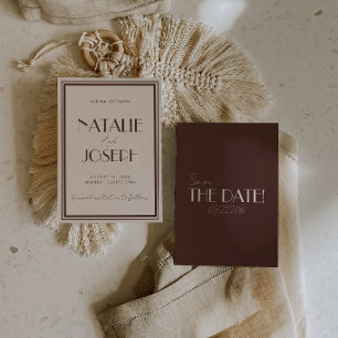 Classy Chocolate Brown Old Money Retro Wedding Save The Date