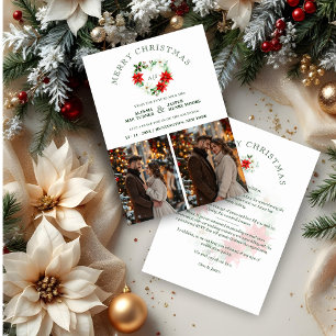 Classy Christmas Floral Monogram Heart Initials Save The Date
