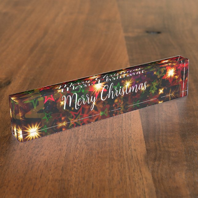 Classy Christmas Holiday Decor Acrylic Plaque Nameplate (Side)