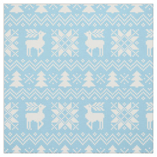 Classy Christmas Sweater Inspired Blue Pattern Fabric