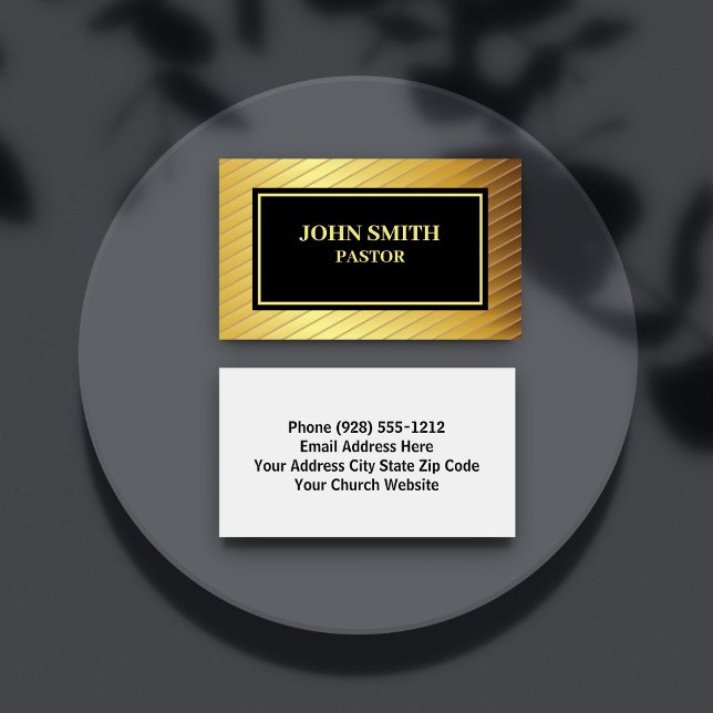 Classy Church Pastor Gold And Black Business Cards (Creator Uploaded)
