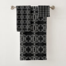 Classy Classic Black and Silver Grey Bath Towels