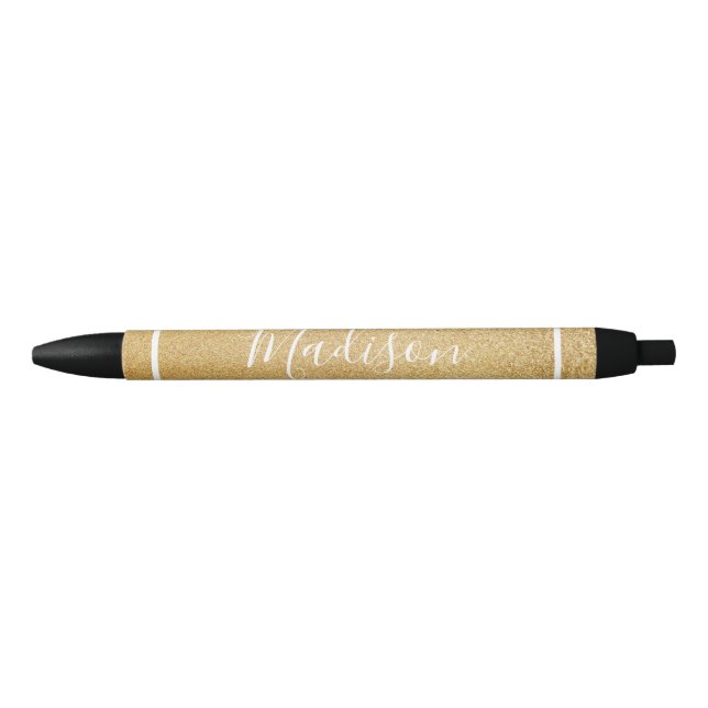 Classy Classic Golden Custom Name Black Ink Pen (Front)