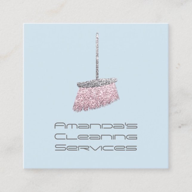 Classy Cleaning Residence Services Paste Rose Pink Square Business Card (Front)