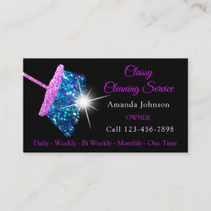 Classy Cleaning Residence Services Pink Blue Spark Business Card