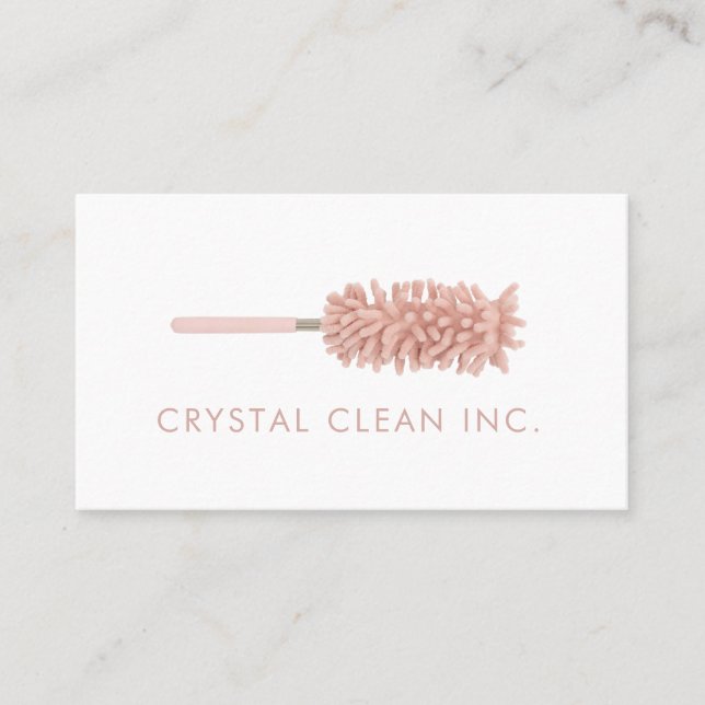 Classy Cleaning Service Duster Blush White Business Card (Front)