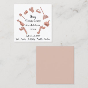 Classy Cleaning Service Gold Logo Maid House Glam Square Business Card