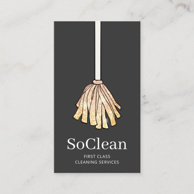 Classy Cleaning Service Maid  Gold Glitter Business Card (Front)