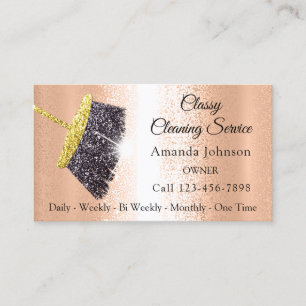 Classy Cleaning Service Maid Grey Silver Rose Gold Business Card