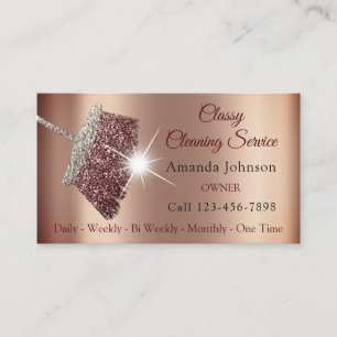 Classy Cleaning Service Maid Rose Silver Skinny Business Card