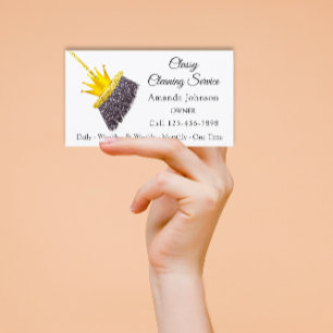 Classy Cleaning Service Maid White Gold Crown  Business Card