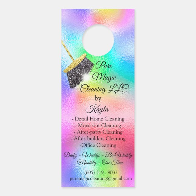 Classy Cleaning Service Move-out Holograph Gold Door Hanger (Front)