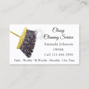 Classy Cleaning Service Residential Gold Black Business Card