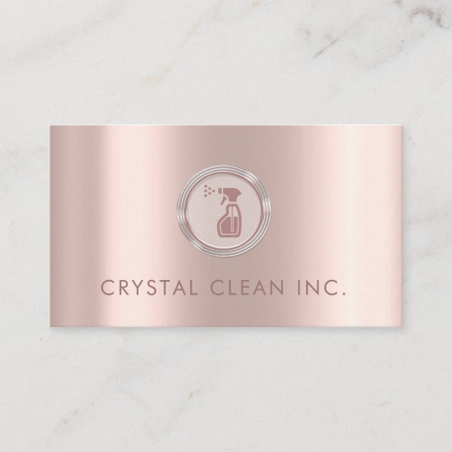 Classy Cleaning Service Rose Gold Simple Business Card (Front)