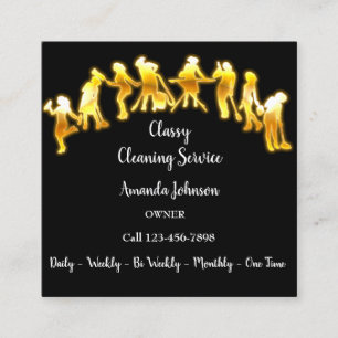 Classy Cleaning Services Gold Logo Maid Black Lux Square Business Card