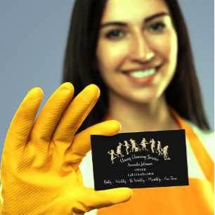 Classy Cleaning Services Gold Logo Maid Simply Business Card