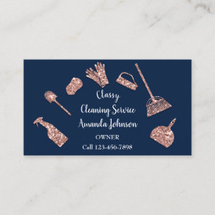 Classy Cleaning Services Gold Logo MaidRoseGlitter Business Card