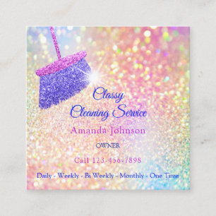 Classy Cleaning Services Holograph Gold Glitter Square Business Card