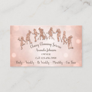 Classy Cleaning Services Logo Maid Rose Gold Business Card