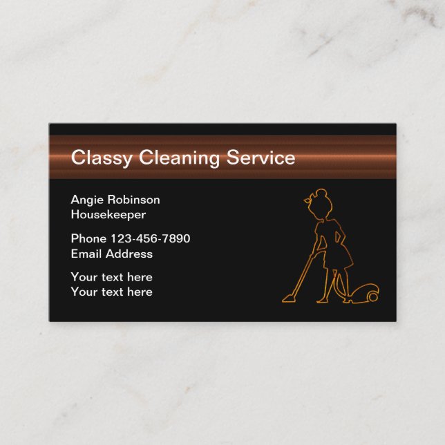 Classy Cleaning Services Modern Business Card (Front)