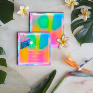 Classy Cleaning Services Ombre Pink Gold Glitter Square Business Card