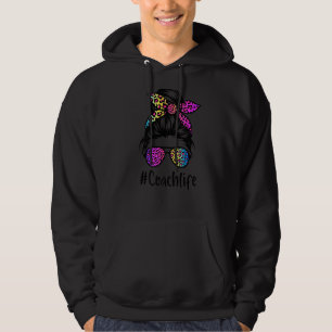 Classy Coach life Messy Bun Rainbow Leopard Mother Hoodie