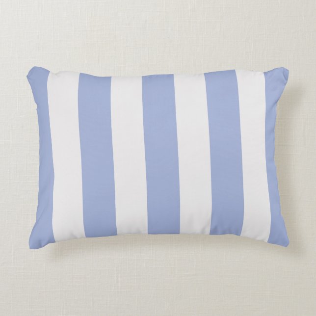Classy Coastal Chic Light Blue White Stripes Decorative Cushion (Front)