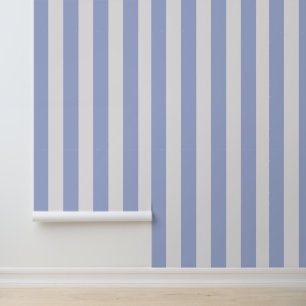 Classy Coastal Chic Light Blue White Stripes Wallpaper