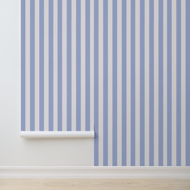 Classy Coastal Chic Light Blue White Stripes Wallpaper (Application)
