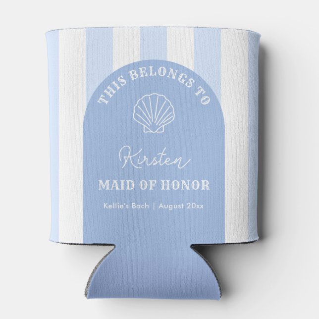 Classy Coastal Individual Names Bachelorette Party Can Cooler (Back)
