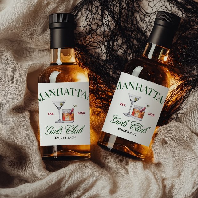 Classy Cocktails Green & Red Girl's Club Liquor Bottle Label (Creator Uploaded)