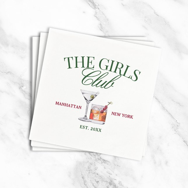 Classy Cocktails Green & Red Girl's Club Napkin (Creator Uploaded)