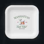 Classy Cocktails Green & Red Girl's Club Paper Plate<br><div class="desc">This green and red themed design featured some classic cocktails.</div>