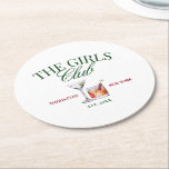 Classy Cocktails Green & Red Girl's Club Round Paper Coaster<br><div class="desc">This green and red themed design featured some classic cocktails.</div>